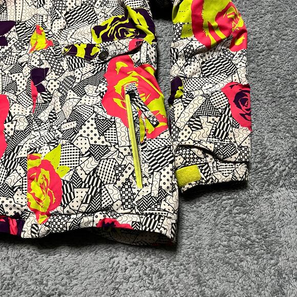 686 Wendy Snow Coat Kids Girls Youth Medium Abstract Roses Ski Snowboarding - Picture 2 of 12